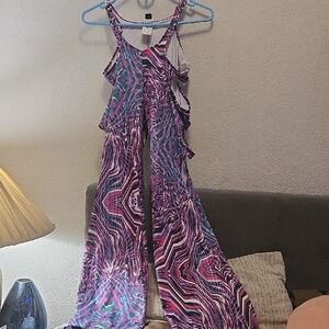 Purple and Pink Patterned Rave Outfit